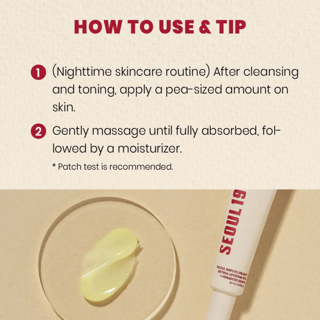 SEOUL 1988 Eye Cream: Retinal Liposome 4% + Fermented Bean - Crema para Ojos con Retinal