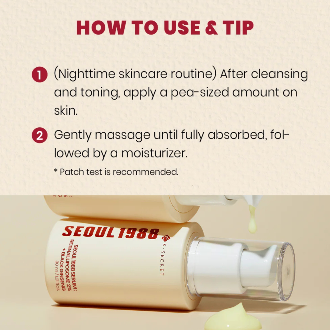 SEOUL 1988 Serum: Retinal Liposome 2% + Black Ginseng - Suero Renovador con Retinal y Ginseng