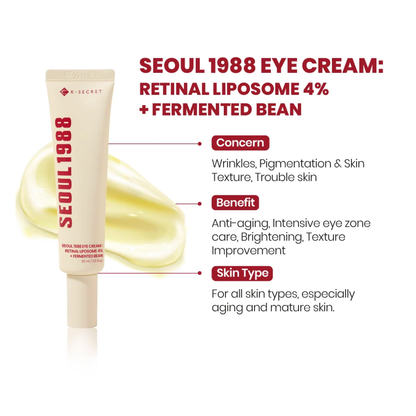 SEOUL 1988 Eye Cream: Retinal Liposome 4% + Fermented Bean - Crema para Ojos con Retinal