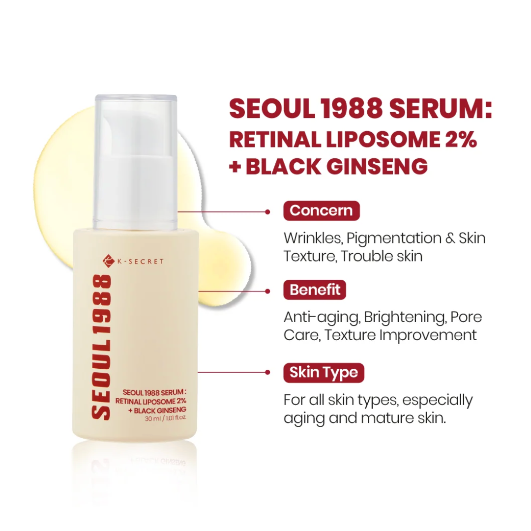 SEOUL 1988 Serum: Retinal Liposome 2% + Black Ginseng - Suero Renovador con Retinal y Ginseng