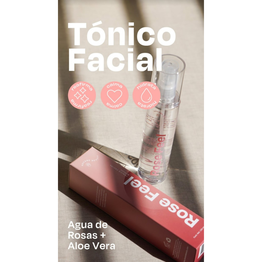 Rose Feel Tónico Facial con Agua de Rosas + Aloe Vera
